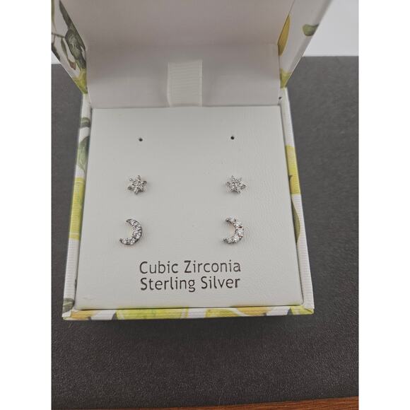 Nanette Lepore Sterling Silver CZ Earrings In Original Box - Picture 1 of 3